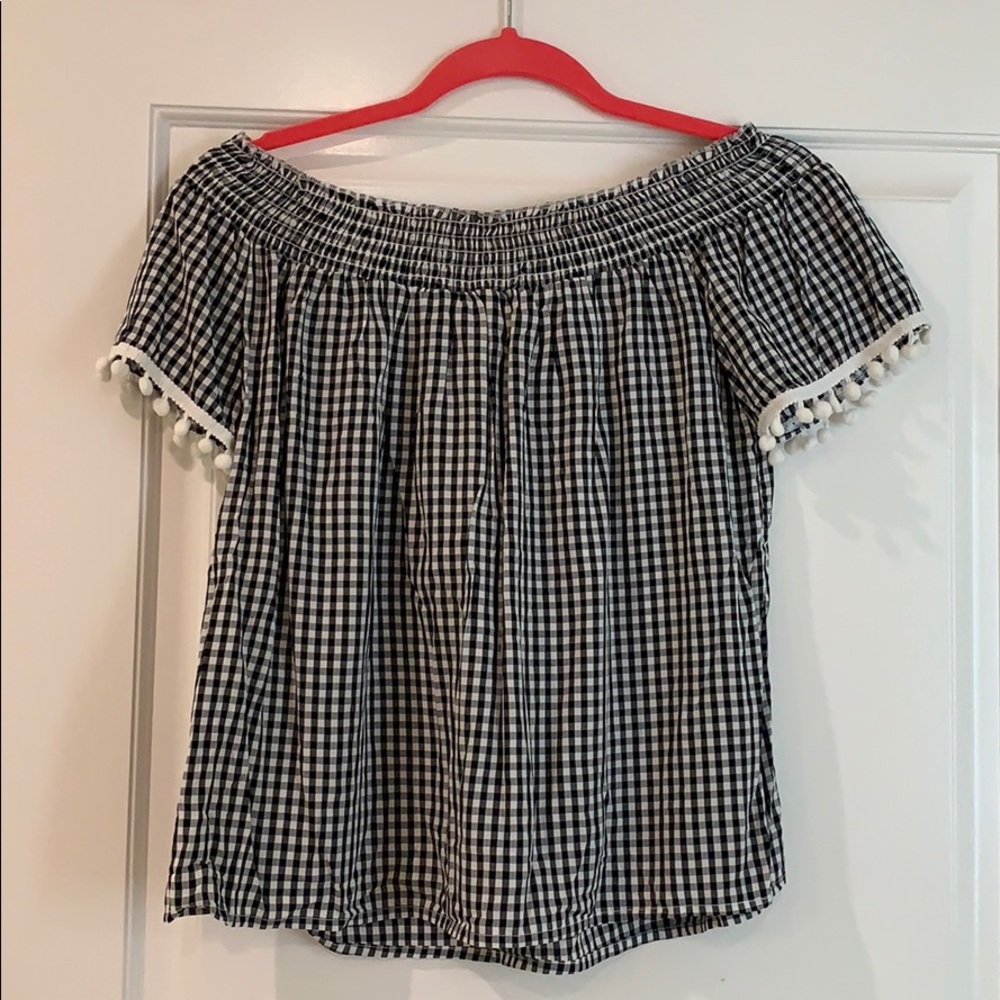 Gingham Off the Shoulder Top